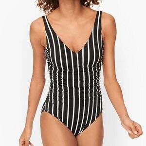 Miraclesuit Talbots Blockbuster One Piece Swimsuit Black & White Stripe Size 12